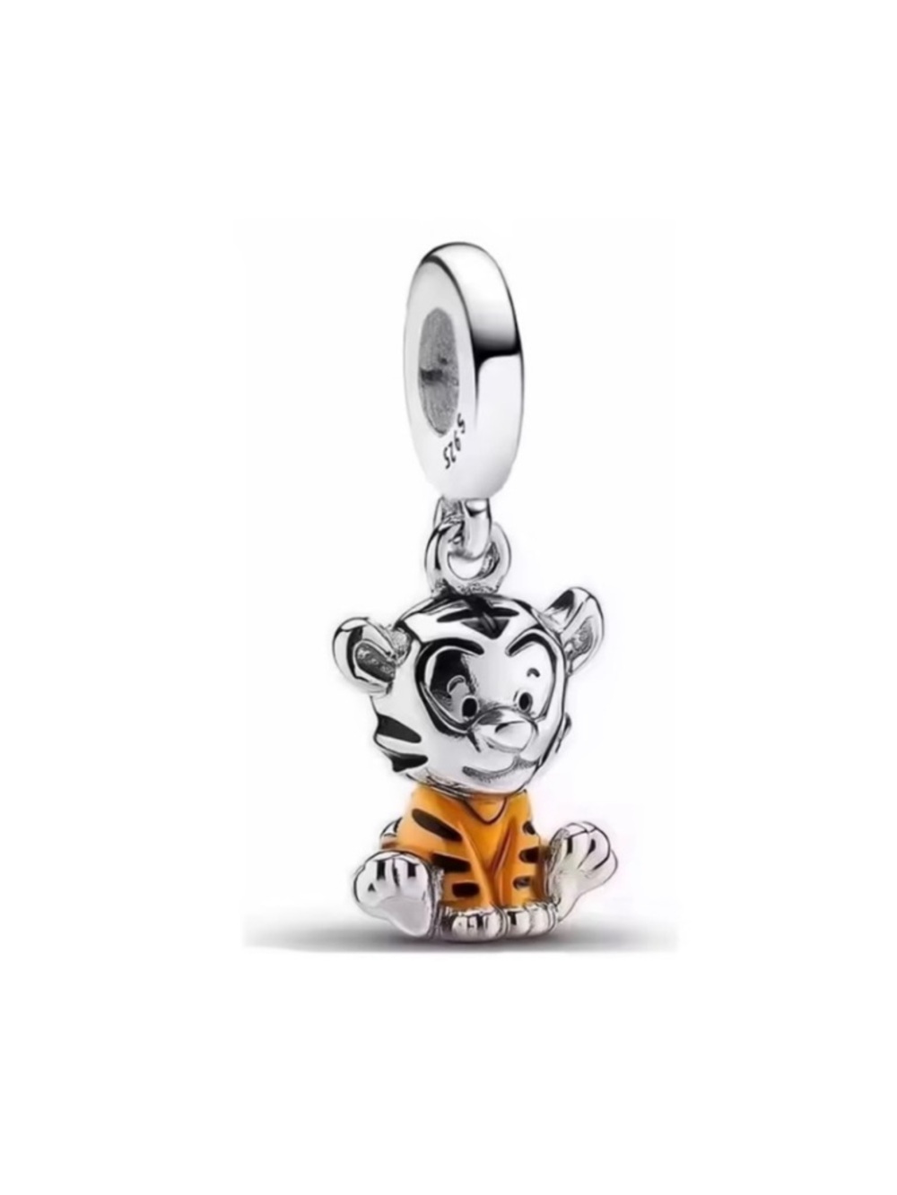 Disney Sterling Silver Tigger Charm with Orange Enamel